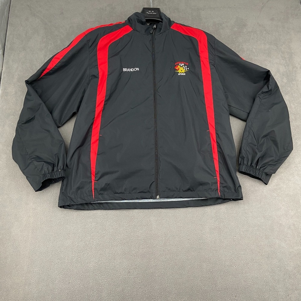 Sport Tek Corvette Club Of Utah Jacket Mens XL Black Logo Brandon Full Zip